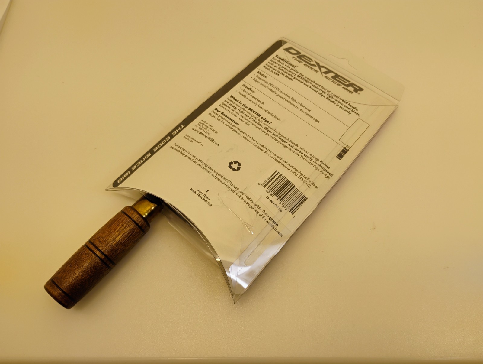 Dexter USA 8X3.25 in Traditional Chinese Chefs Knife Wood Handle S5198 Stainless