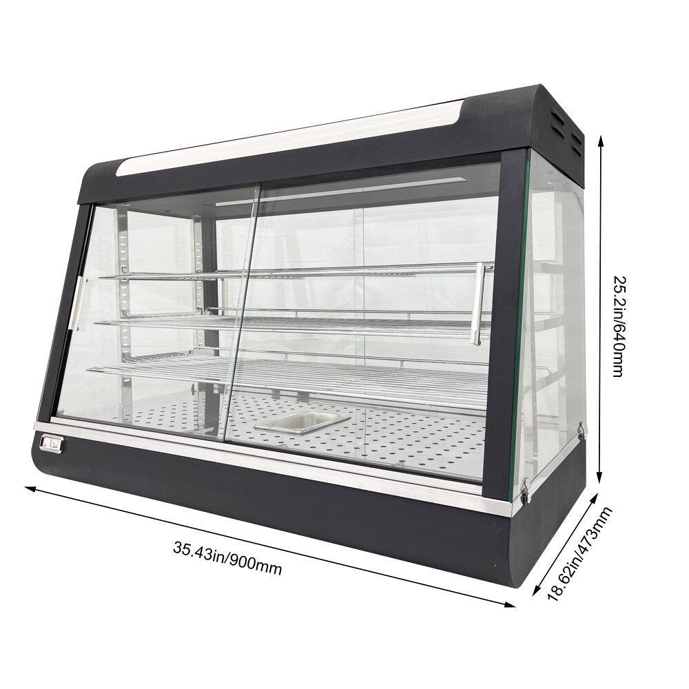 35in Commercial Food Warmer Showcase 110V Pizza Food Heating Display Cabinet New