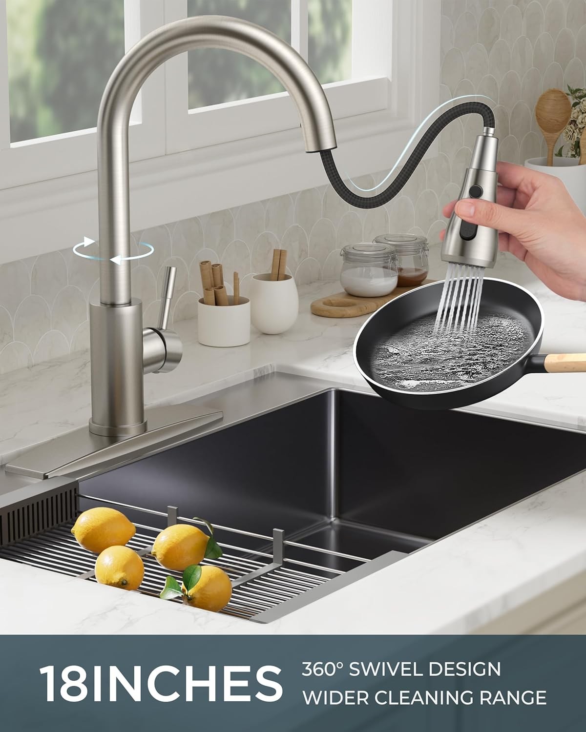 Kitchen Faucets with Pull Down Sprayer, Brushed Nickel High Arc Single Handle st