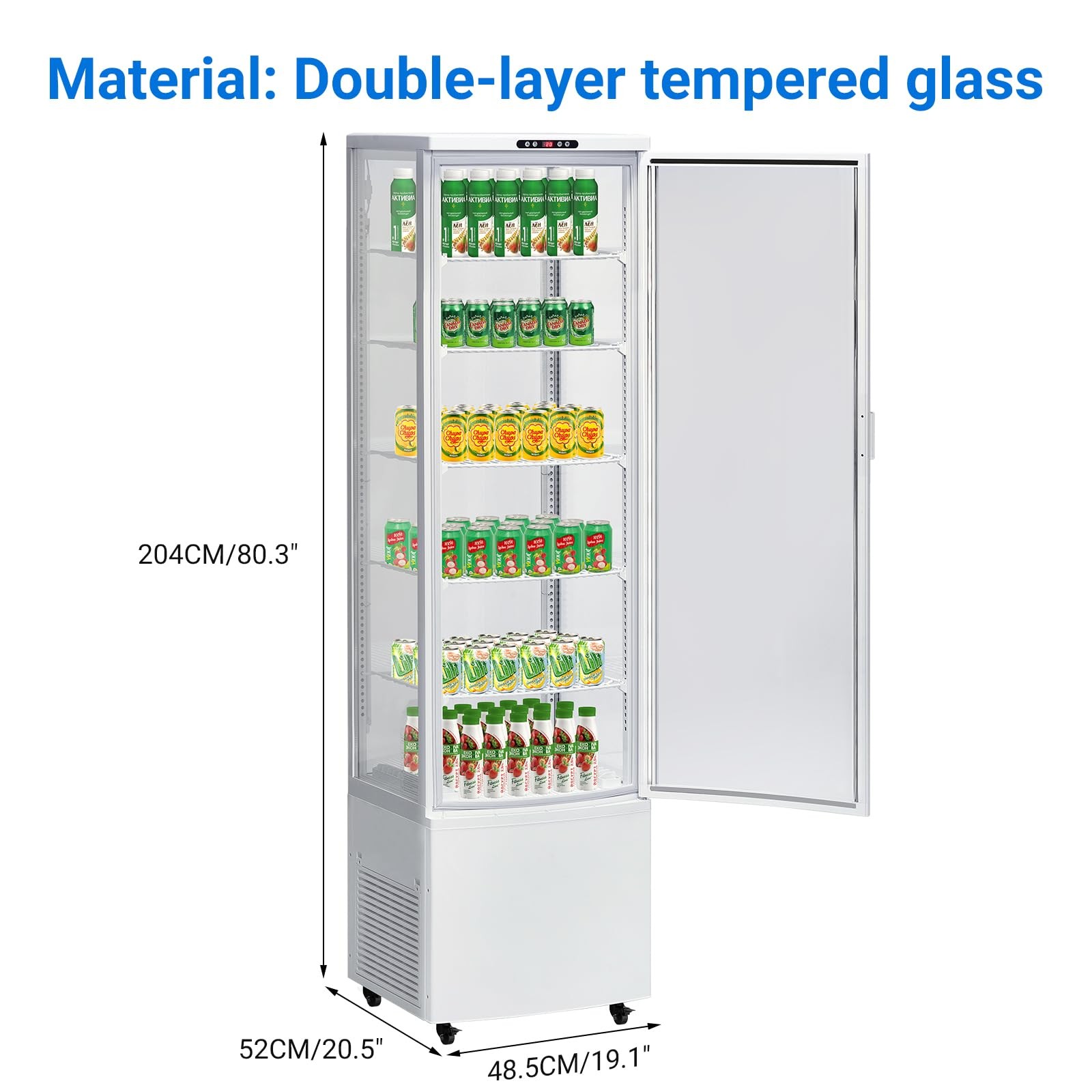 Glass Door Commercial Refrigerator, 10.9Cu Ft Beverage Cooler, Upright, 5 Shelve