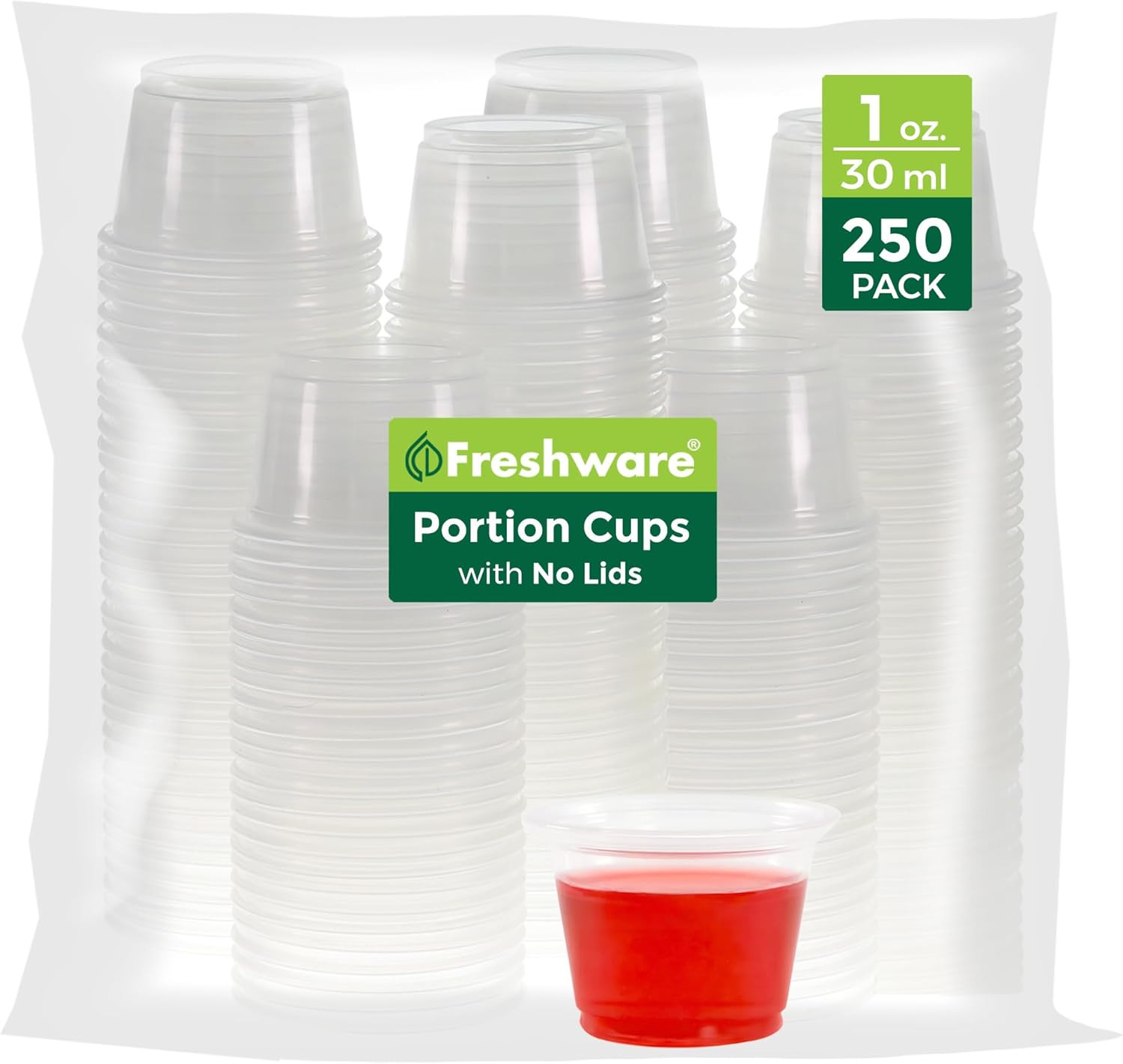 Plastic Portion Cups (No Lids) [1 Ounce, 250 Cup] Disposable Plastic Cups for Me