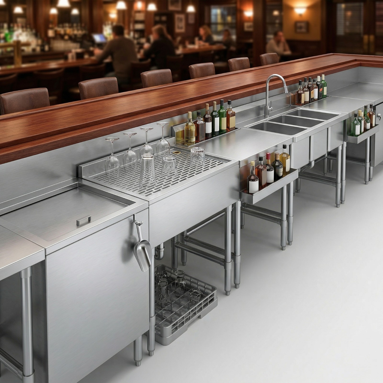 AmGood 24 in. x 18 in. Stainless Steel Underbar Drainboard