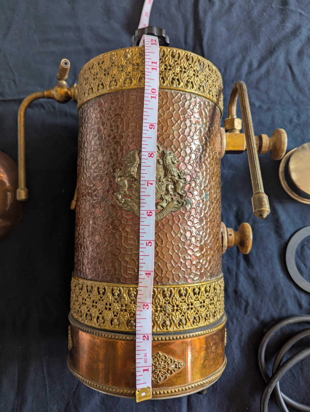 Vintage Antique Brass & Copper Cappuccino Machine With All Parts Made In Italy