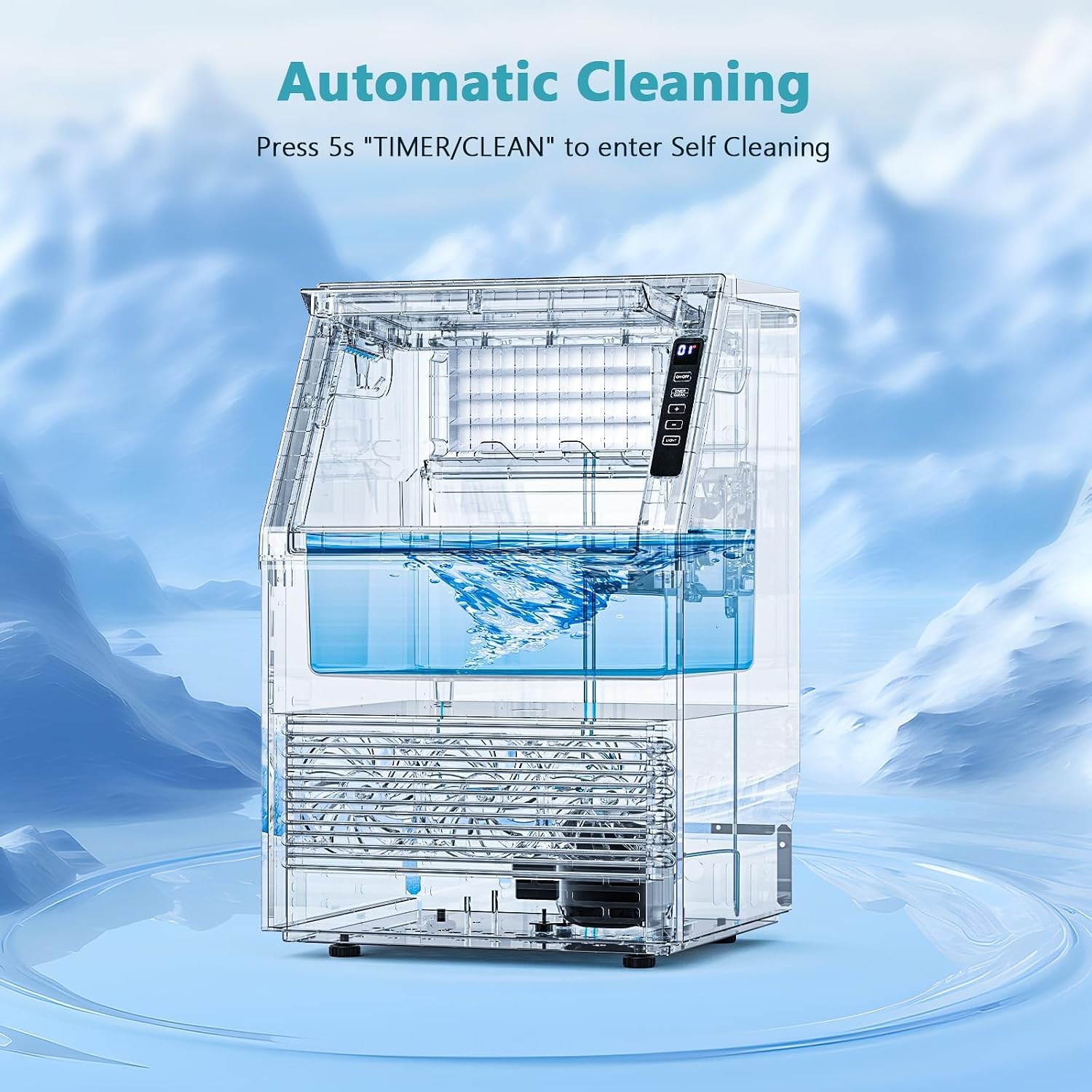 Commercial Ice Maker Machine Storage 80lbs/24H Stainless Steel Ice Machine 24lb