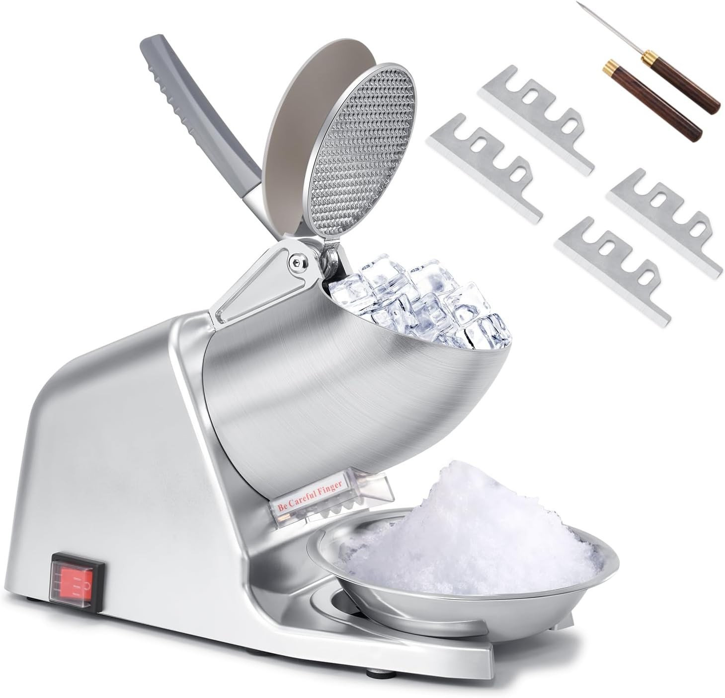Electric Ice Shaver Machine, 4-Blade & 210 lbs/hr, 300W Ice Crusher for Home …