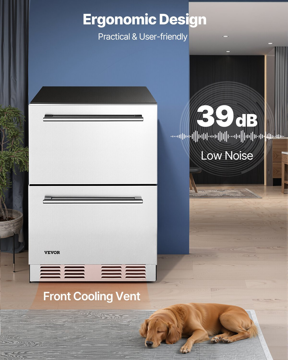 24″ Under Counter Drawer Refrigerator Stainless Steel Dual Drawer Fridge