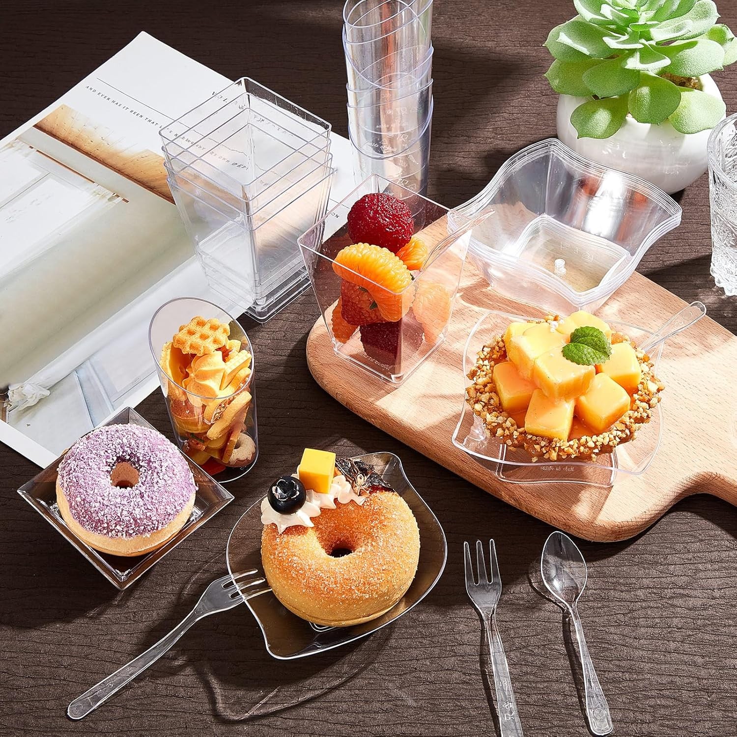 160 Pcs Mini Appetizer Plates Dessert Cups Spoons Forks Set Dessert Containers