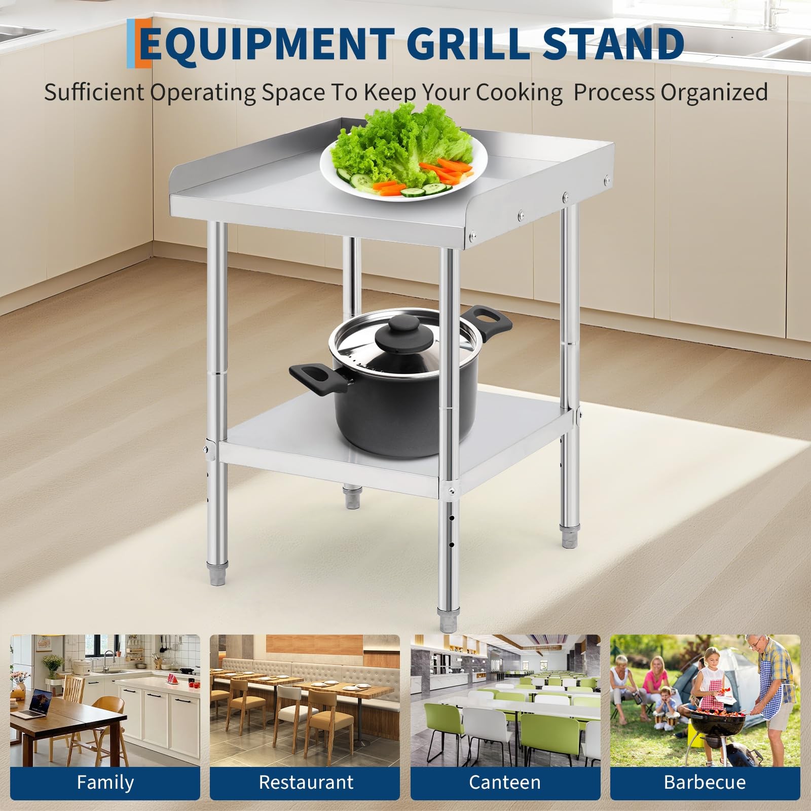 28×24 inch Stainless Steel Work Table ,2-Tier Commercial Kitchen Food Prep Table