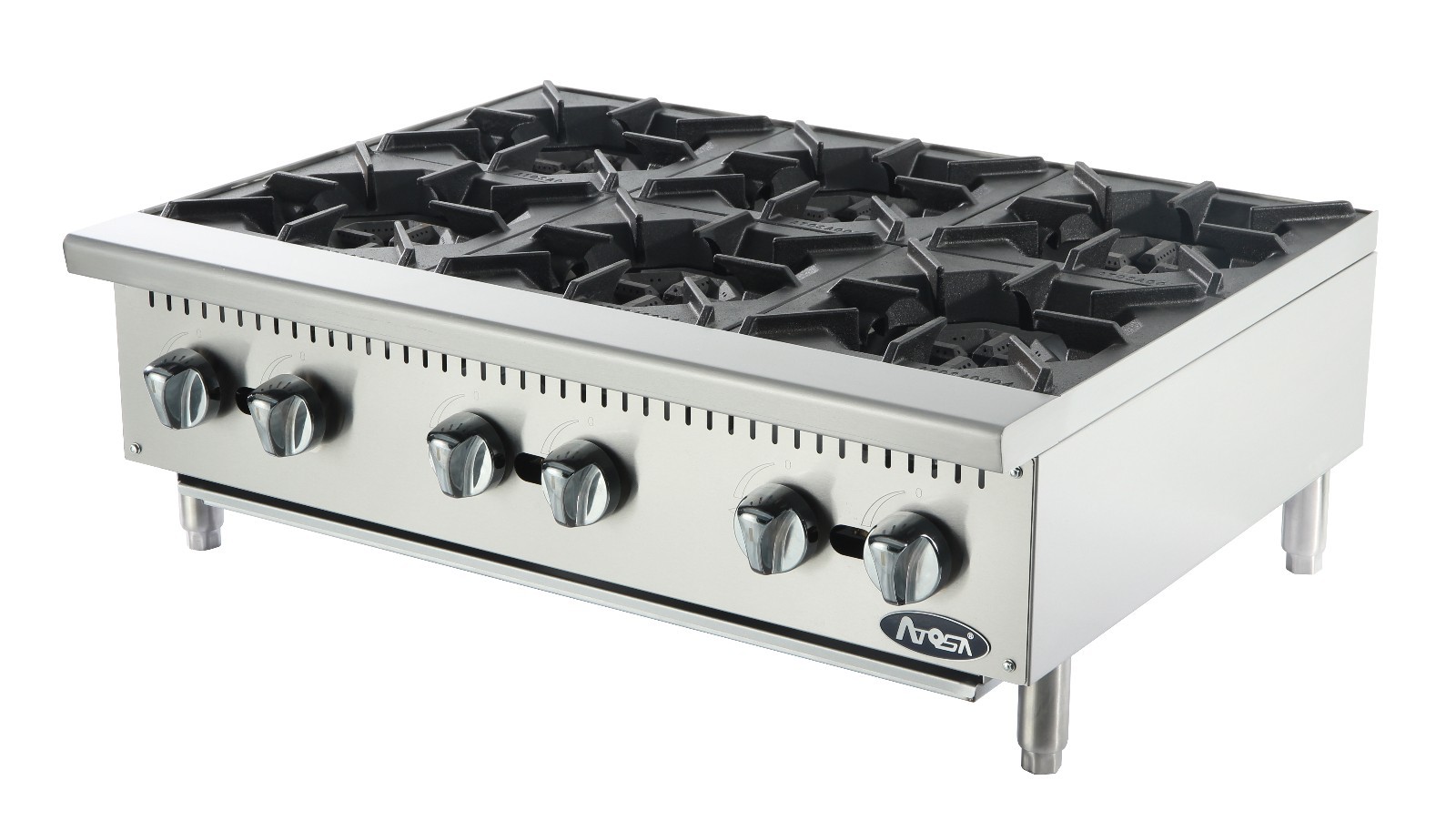 Atosa USA ATHP-36-6 Heavy Duty Stainless Steel 36″ Hot Plate 6 burner Nat Gas LP