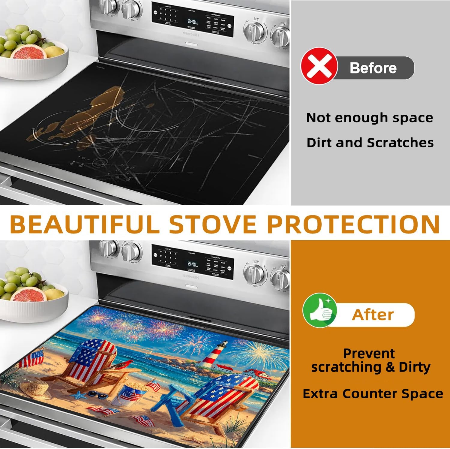 Flag Stove Covers for Stove Top,Independence Day Kitchen Decoration Heat Resi…