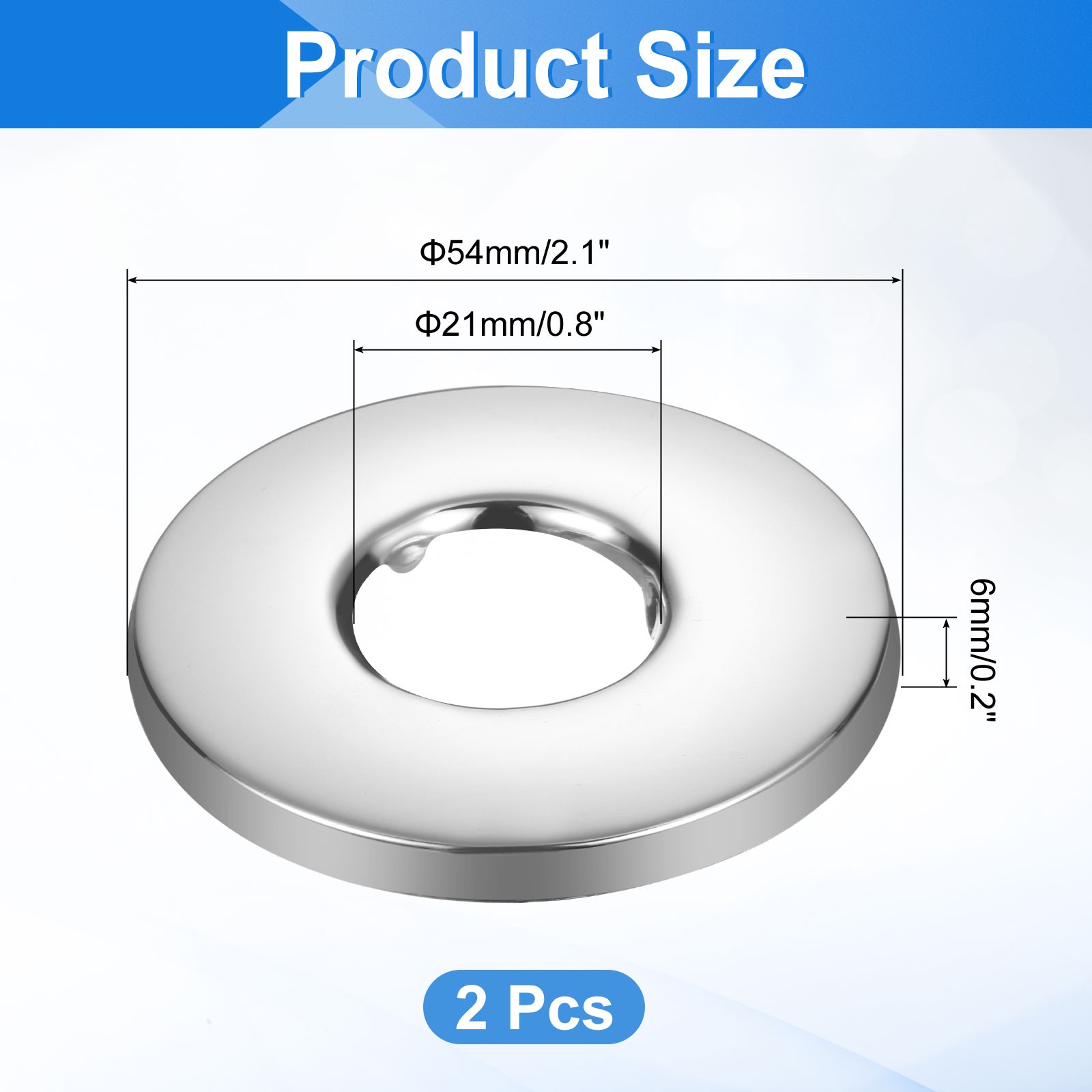 2 Pcs Shower Arm Flange, 0.8″x2.1″x0.2″ Stainless Steel Round Escutcheon Plate