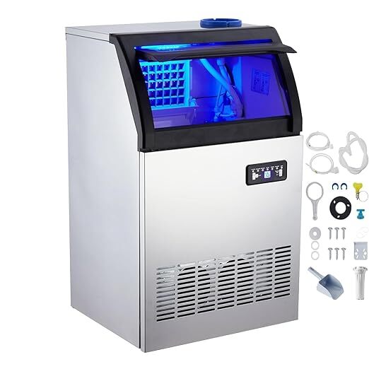 Commercial Ice Maker Stainless Steel Restaurant Bar Ice Cube Machine 120LBS/24H