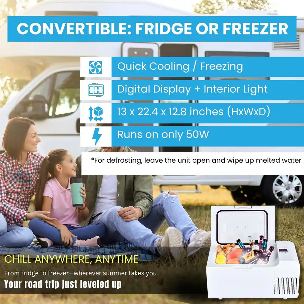 0.7 Cu.Ft. Portable Casters Rolling Fridge-Freezer Frost Free Retractable Handle