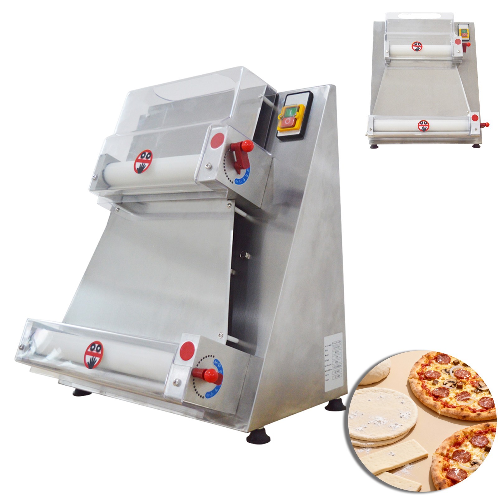 110V 370W 4″-15.7″ Pizza Maker Dough Roller Sheeter Pizza Pancake Press Roller