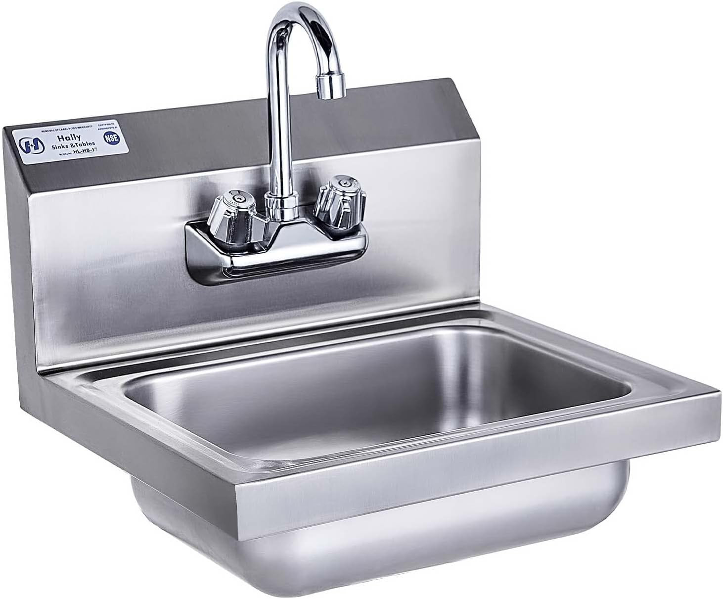 HALLY Stainless Steel Sink for Washing with Faucet, NSF Commercial Wall Mount Ha