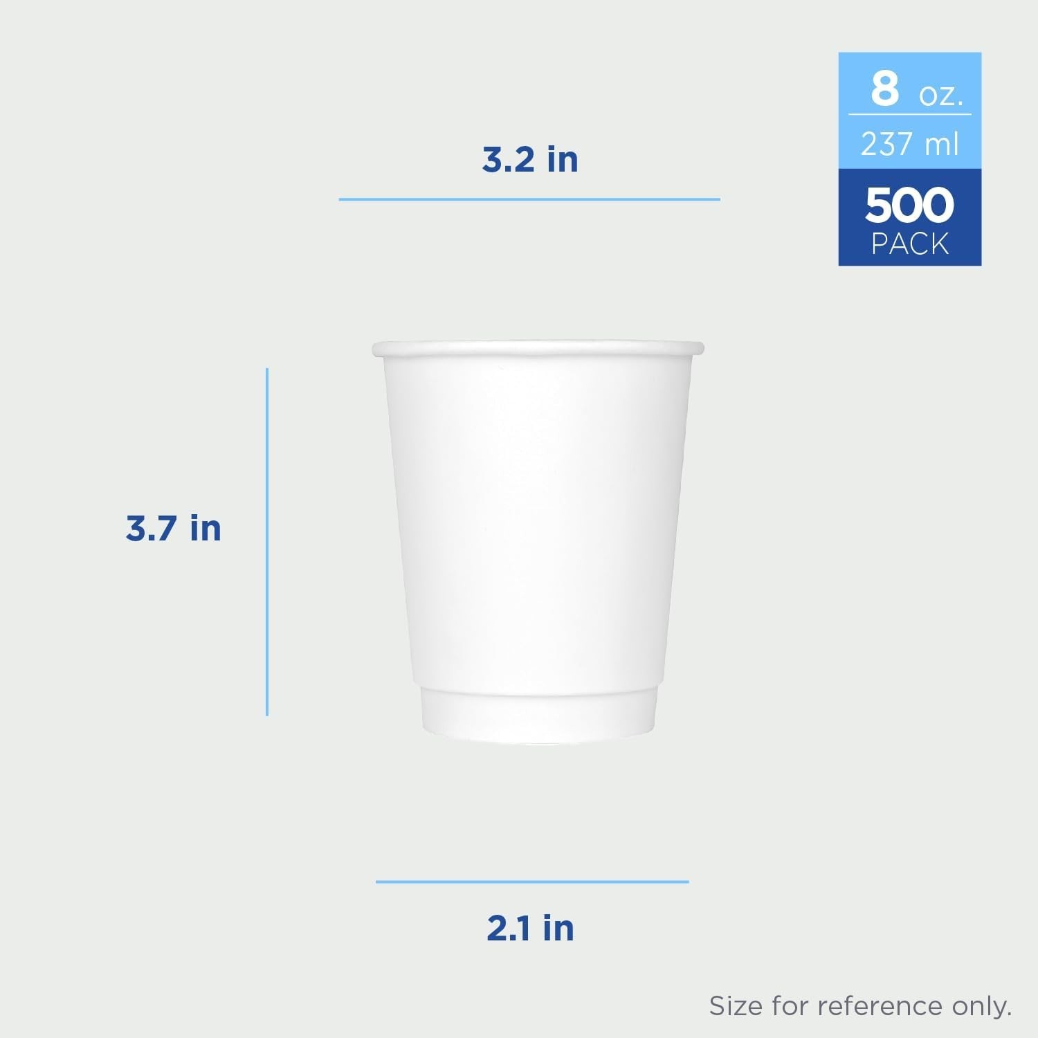 Karat 8oz Insulated Paper Hot Cups (NO LIDS) – White (80mm) – 500 ct, C-KIC508W