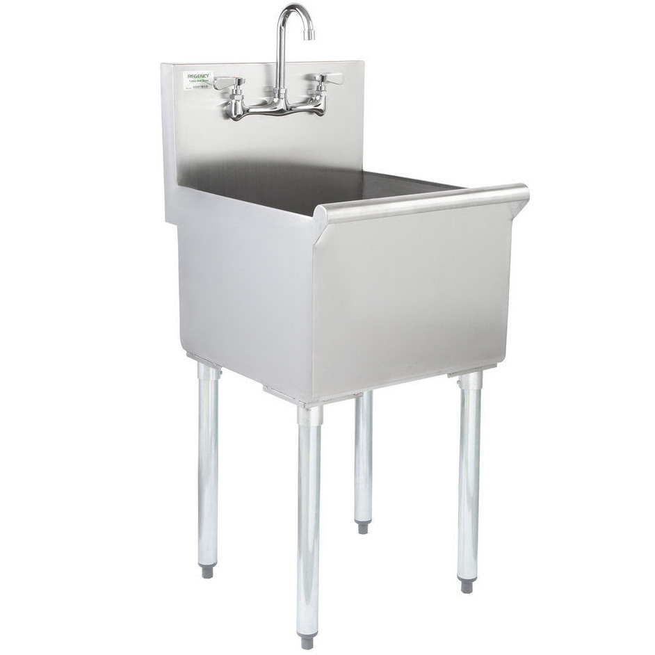 18″ x 18″ x 14 WITH FAUCET Stainless Steel Commercial Utility Sink Bowl Mop Prep
