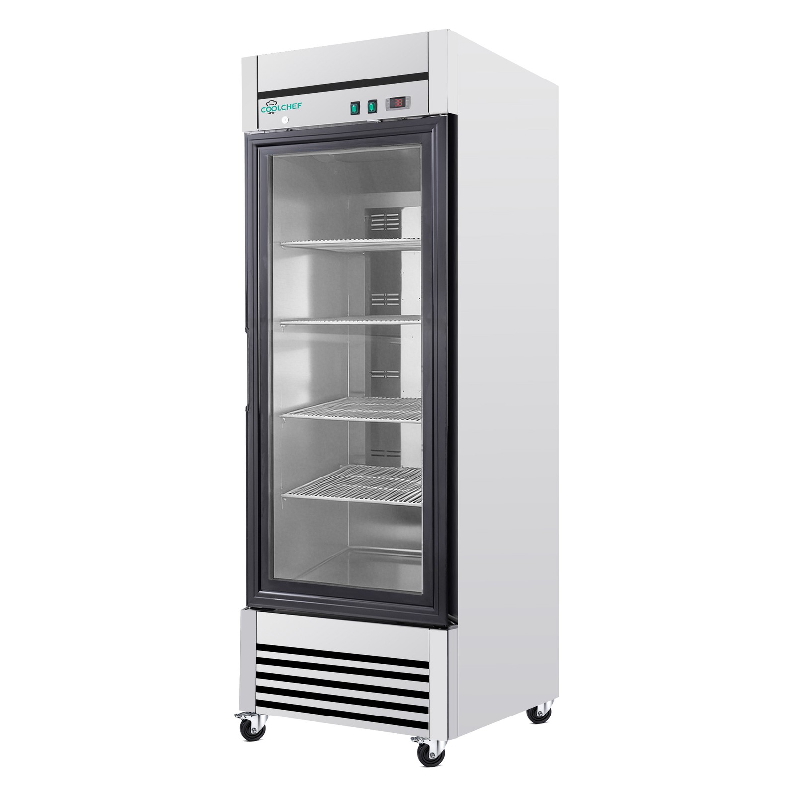 27» Glass 1 Door Reach-In Refrigerator Commercial Stainless Steel 23 Cu.ft.