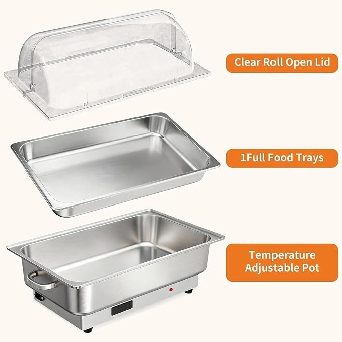 Garvee 9QT Electric Chafing Dish Set Temp Control Stainless Steel Buffet Warmer