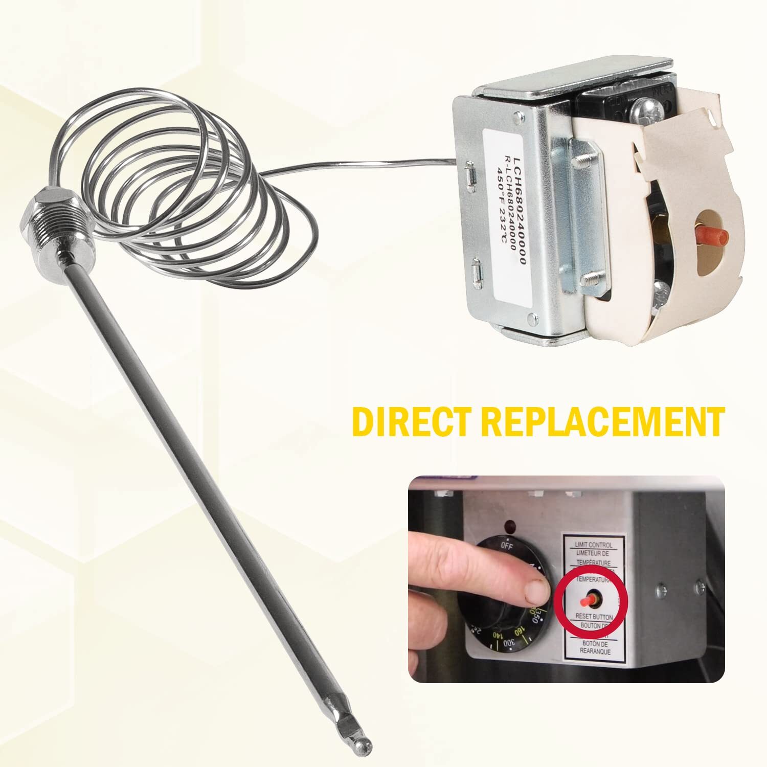 PP10084 High Limit Switch For Pitco Fryers Hi Limit Safety Thermostat 450F 45C+