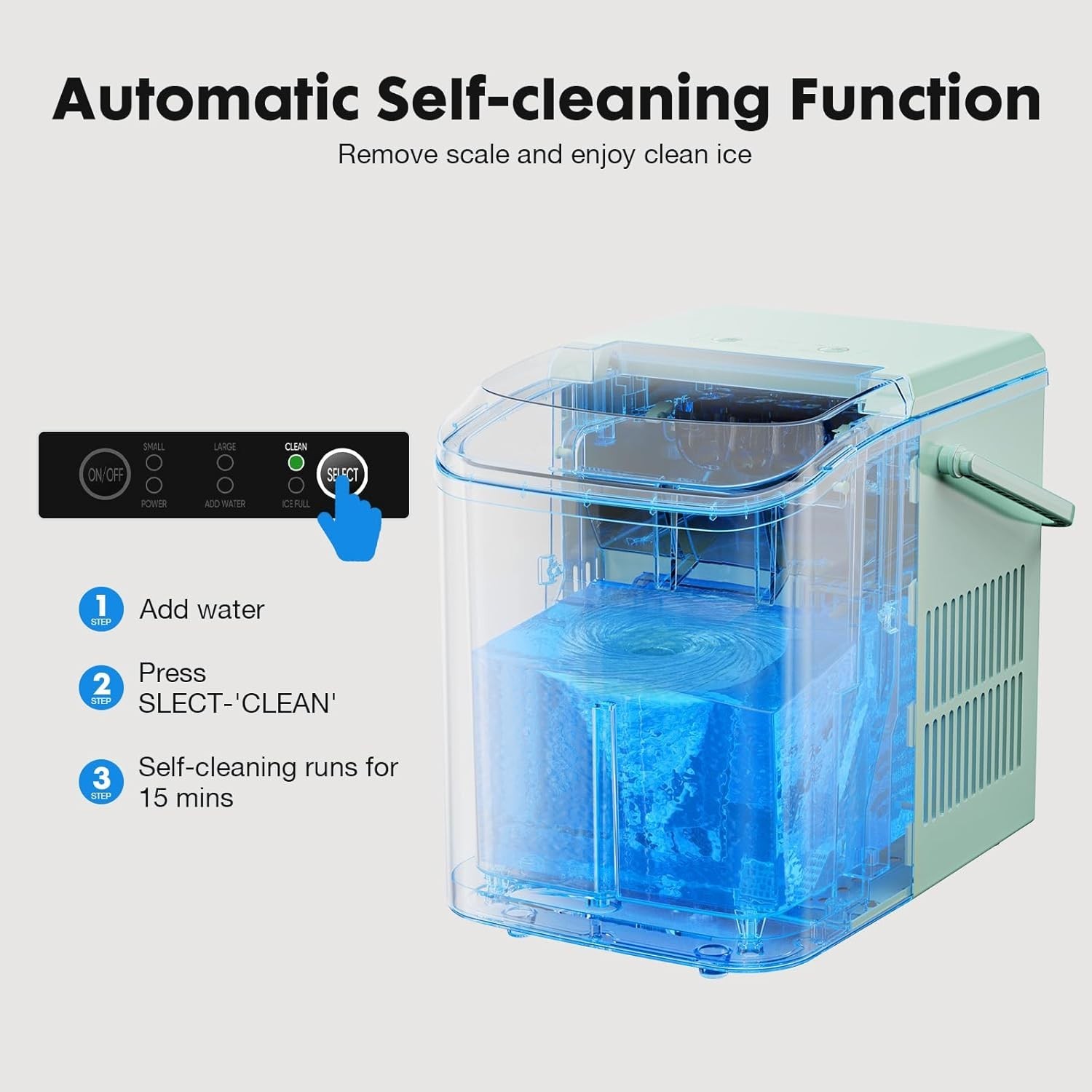 Portable Countertop Ice Maker 26.5LB/Day Self Cleaning Ice Machine Green
