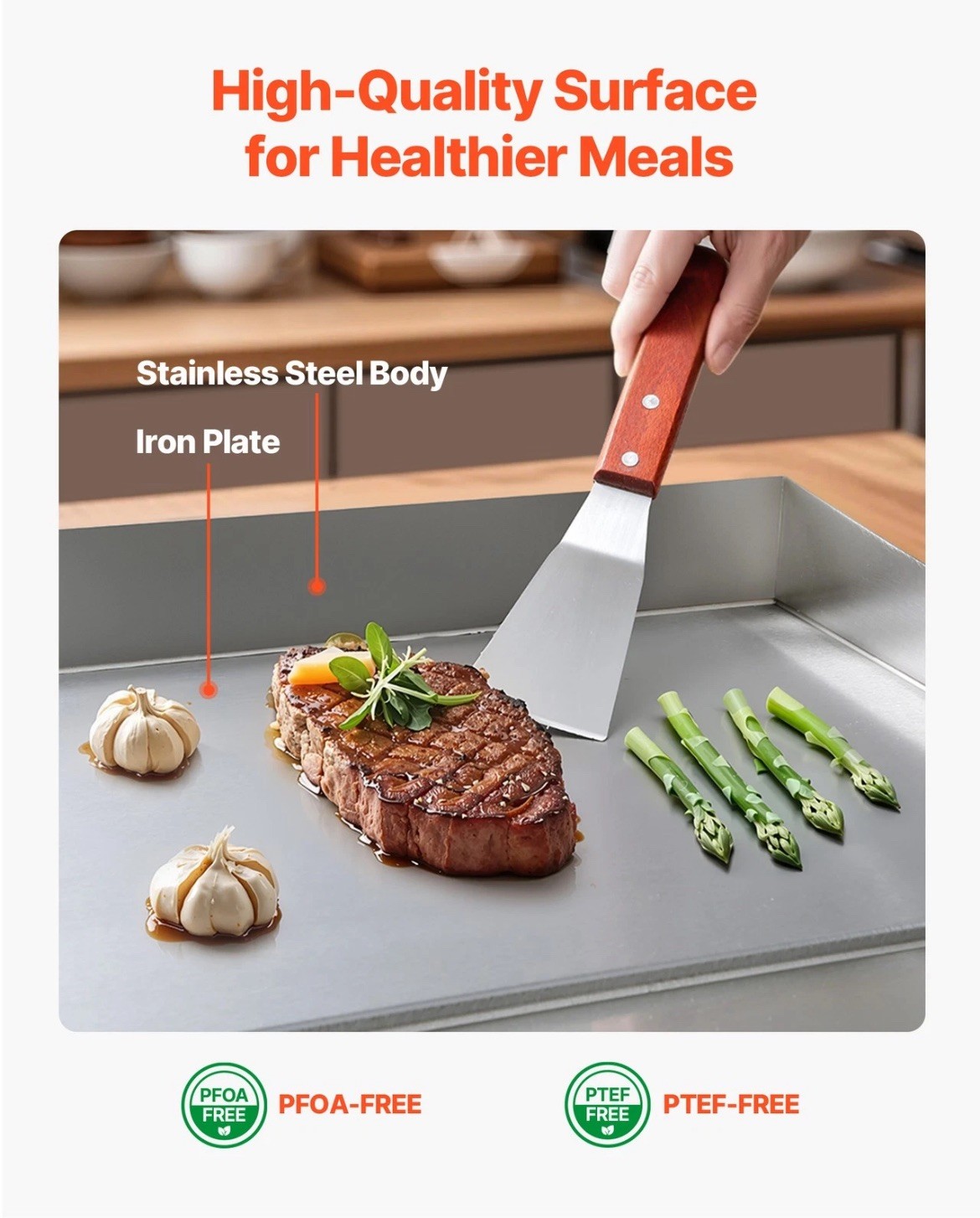VEVOR Commercial Electric Griddle Countertop Flat Top Grill 28.54 x 15.75 inches