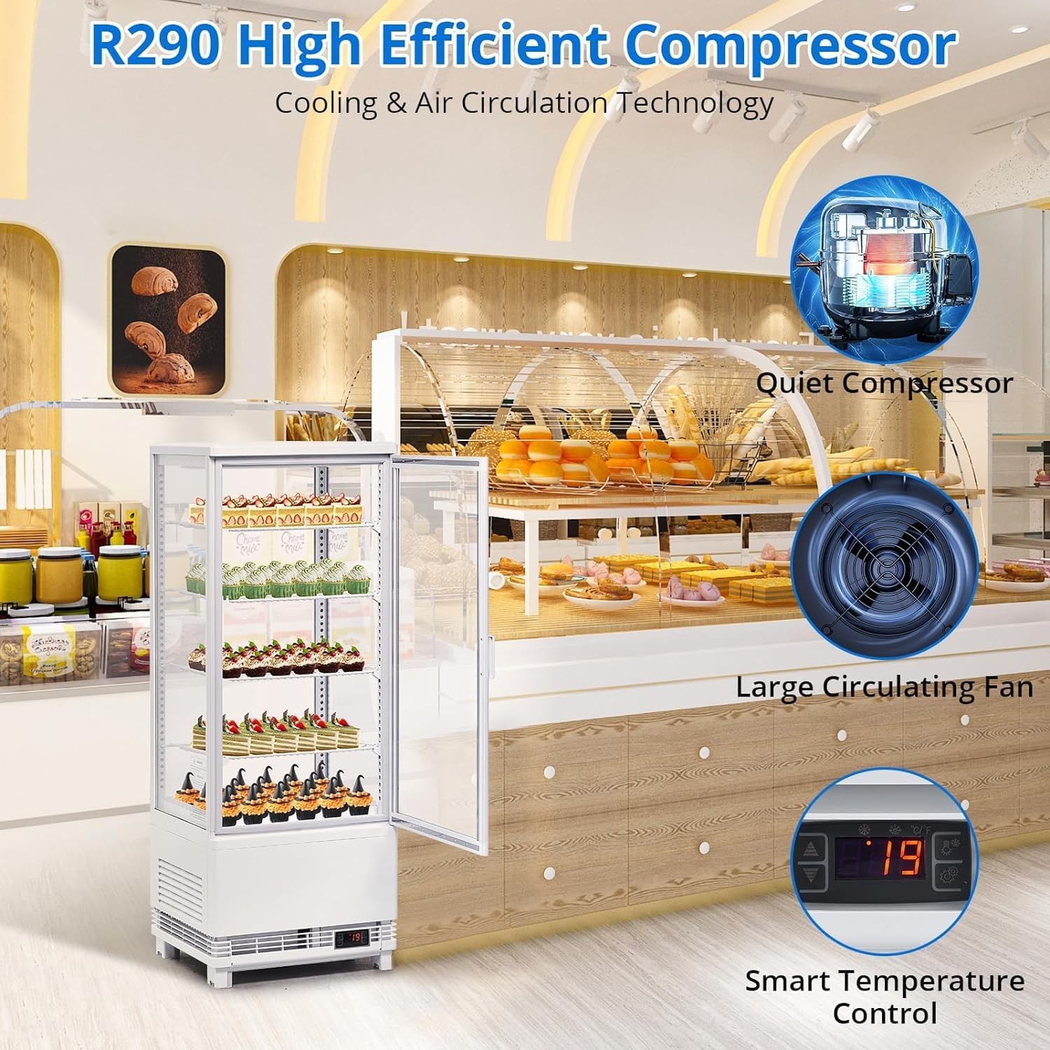 Commercial Display Refrigerator 3.5 Cu Ft Countertop Double Glass