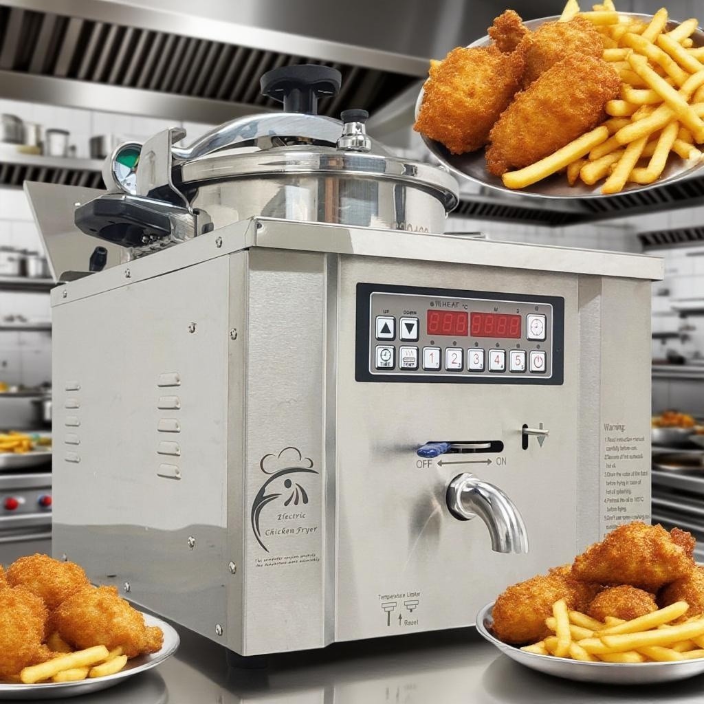 PreAsion® 16L Commercial CNC Pressure Fryer 220V Fried Chicken Stove Deep Fryer