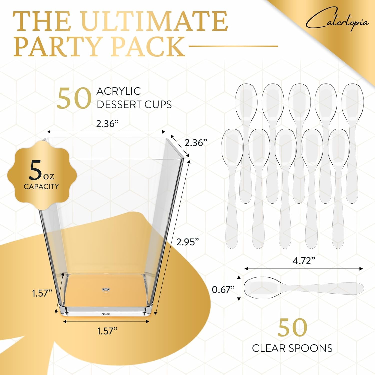 Mini Dessert Cups with Spoons (50 PACK) (Clear Spoons) (No Lids) – 5 oz Parfait