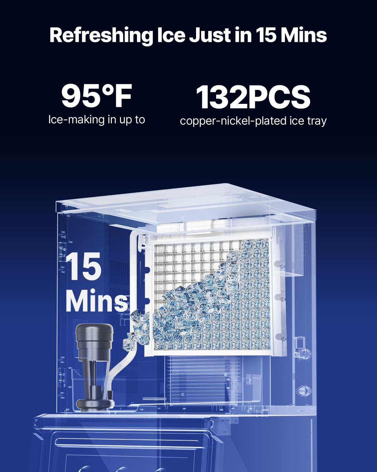 High Capacity 300 Lbs/Day Stainless Steel Ice Maker – Self-Cleaning & Adjustable