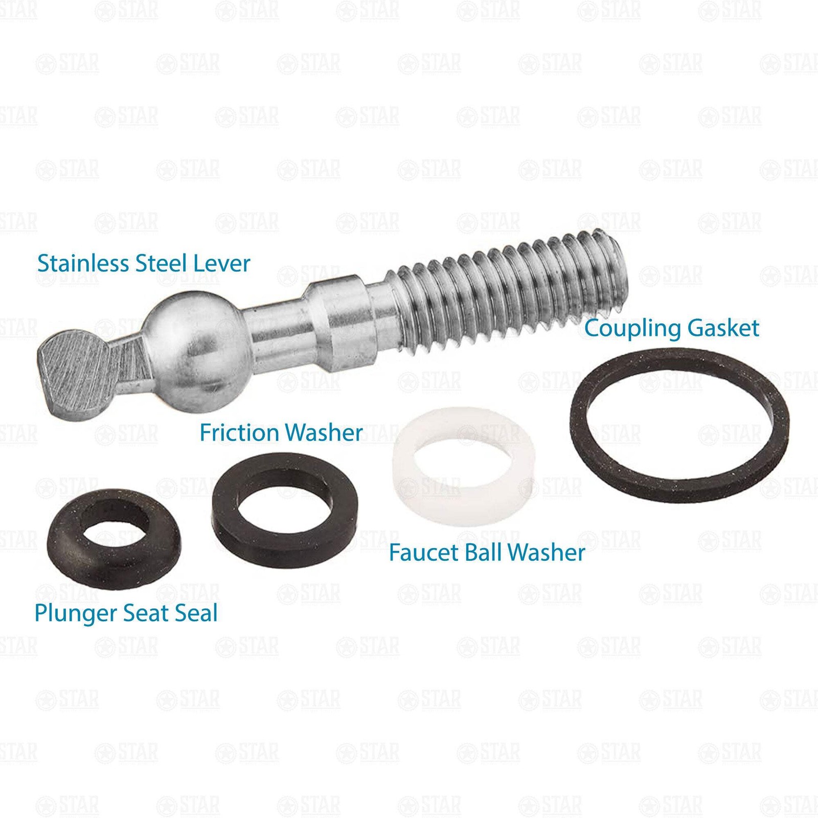Repair Kit for Standard US Beer Faucet – Stainless Steel Lever, Washers, Seals
