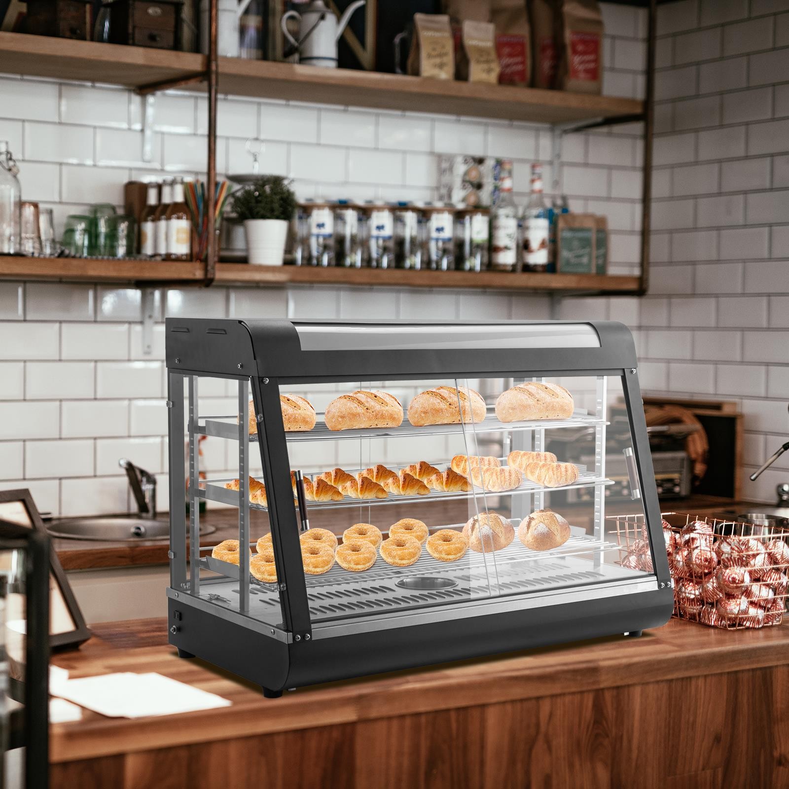 3 Tier 35″ Electric Food Warmer Display Case Commercial Pizza Hamburger Showcase