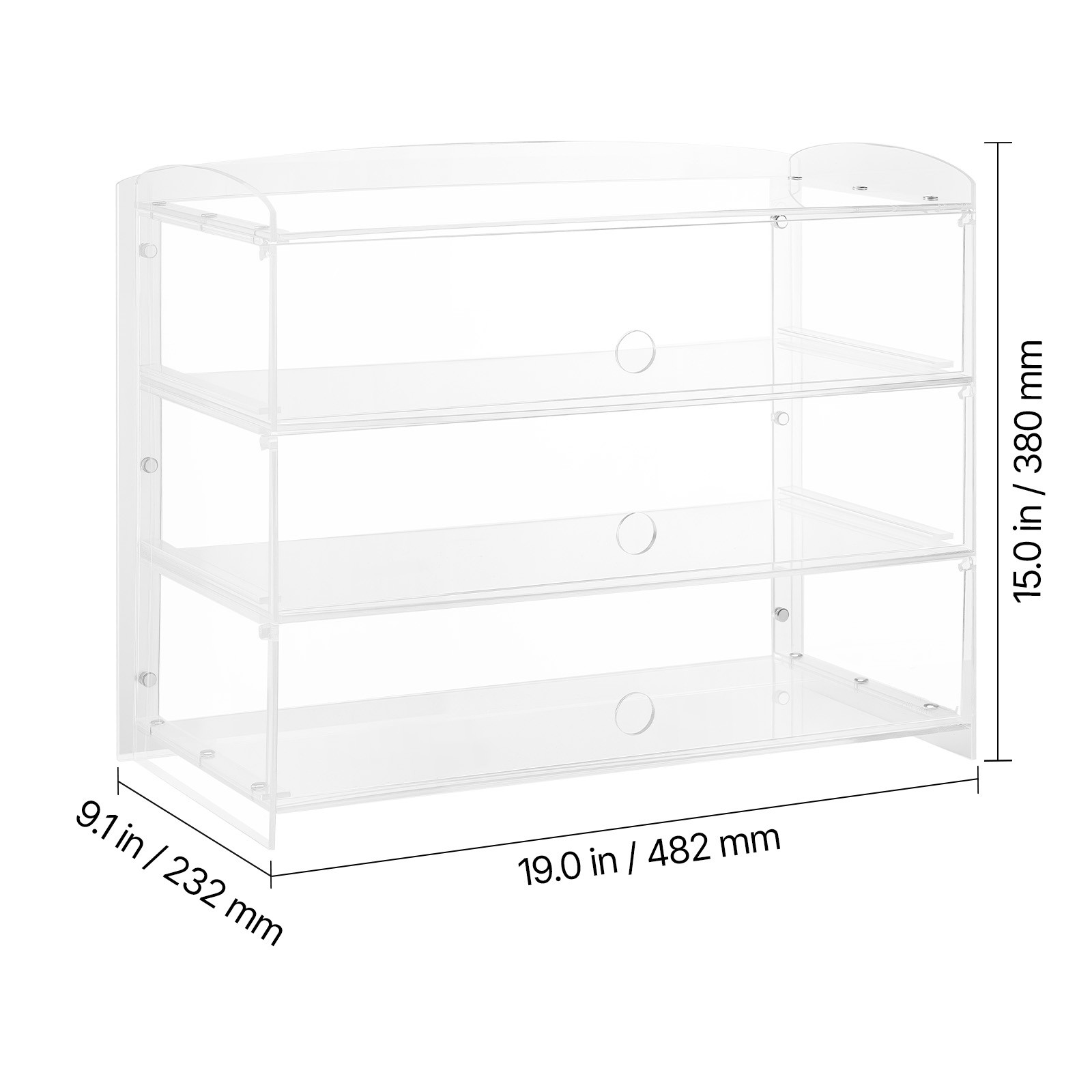 Uimoso Bakery Display Case Countertop Acrylic Holder with 3-Tier Flip-Up Doors