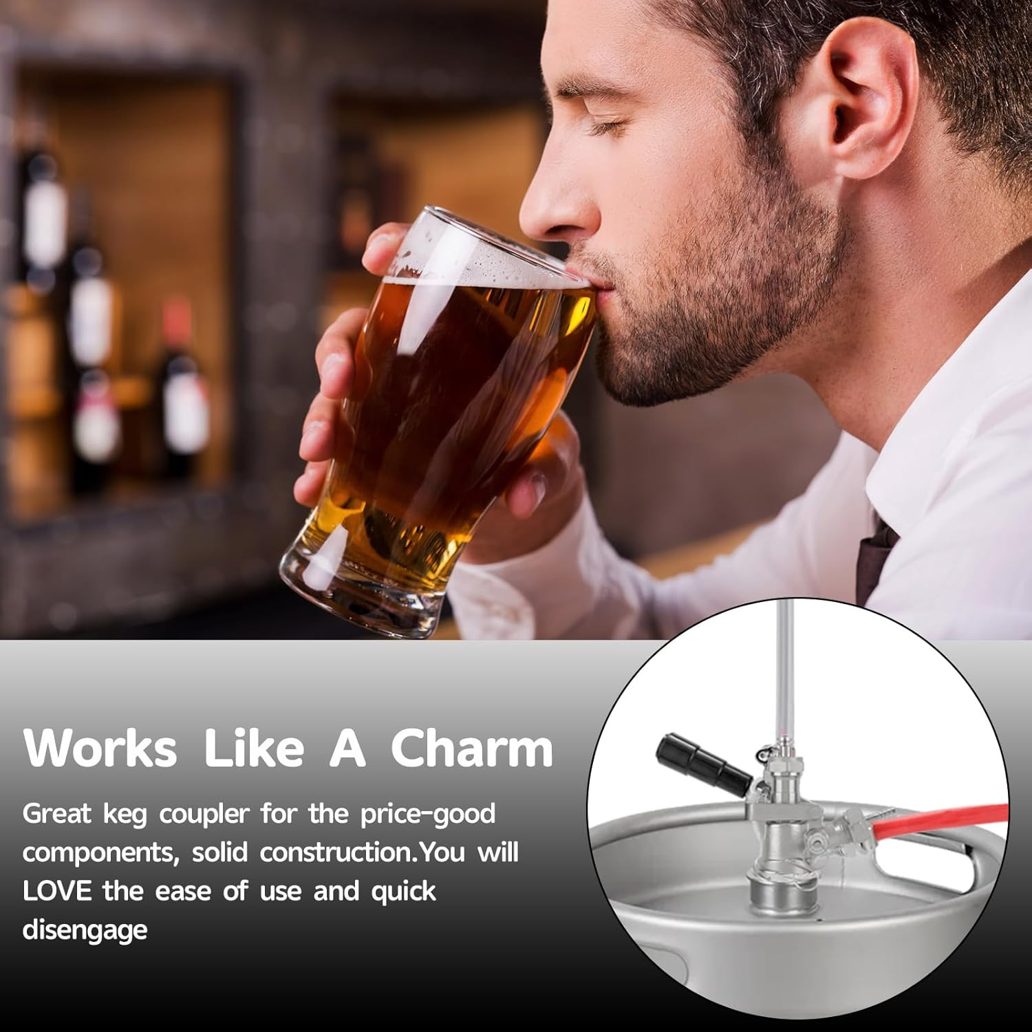 Keg Coupler, Sankey Keg Tap D System ID 5/16» Draft Beer Line (304 Stainless St