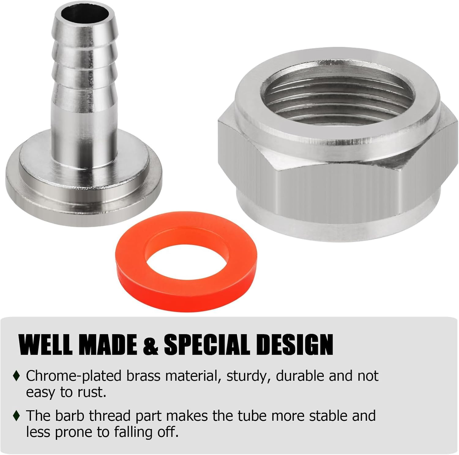 Keg Coupler Barb Connector 5/16» Beer Barb G5/8 Thread Hex Nut Beer Keg Coupler