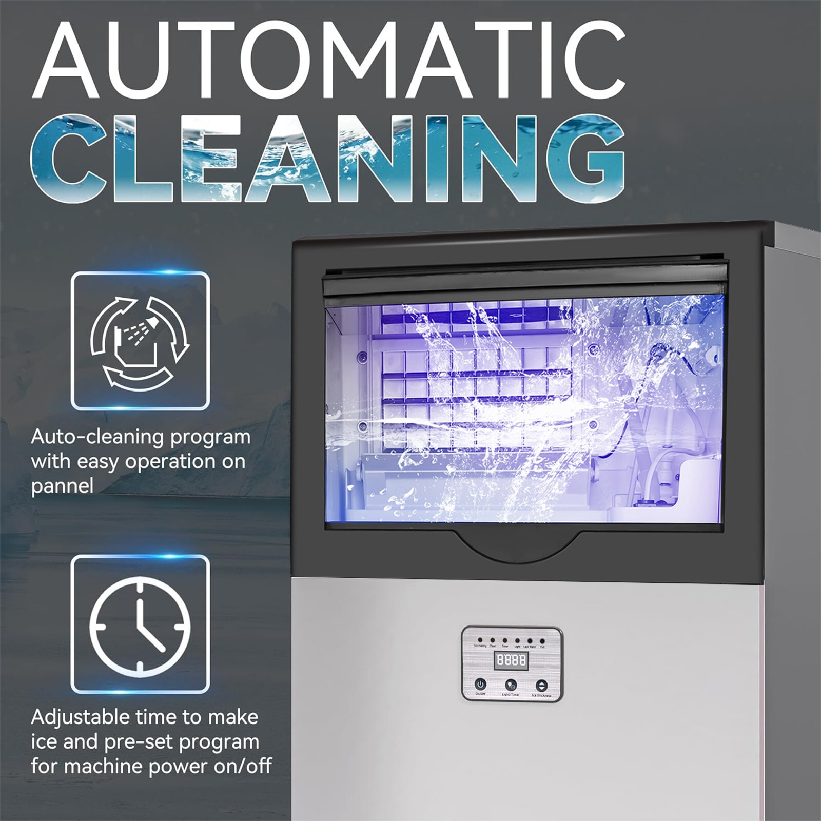 100lbs Commercial Ice Maker Built-in Cube Machine Bar Restaurant New