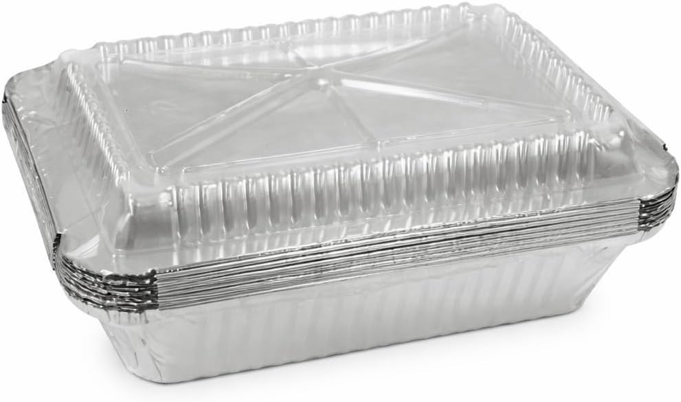 2.25 Lb Oblong Aluminum Pan with Dome Lid Disposable Baking Pan 144 Pcs