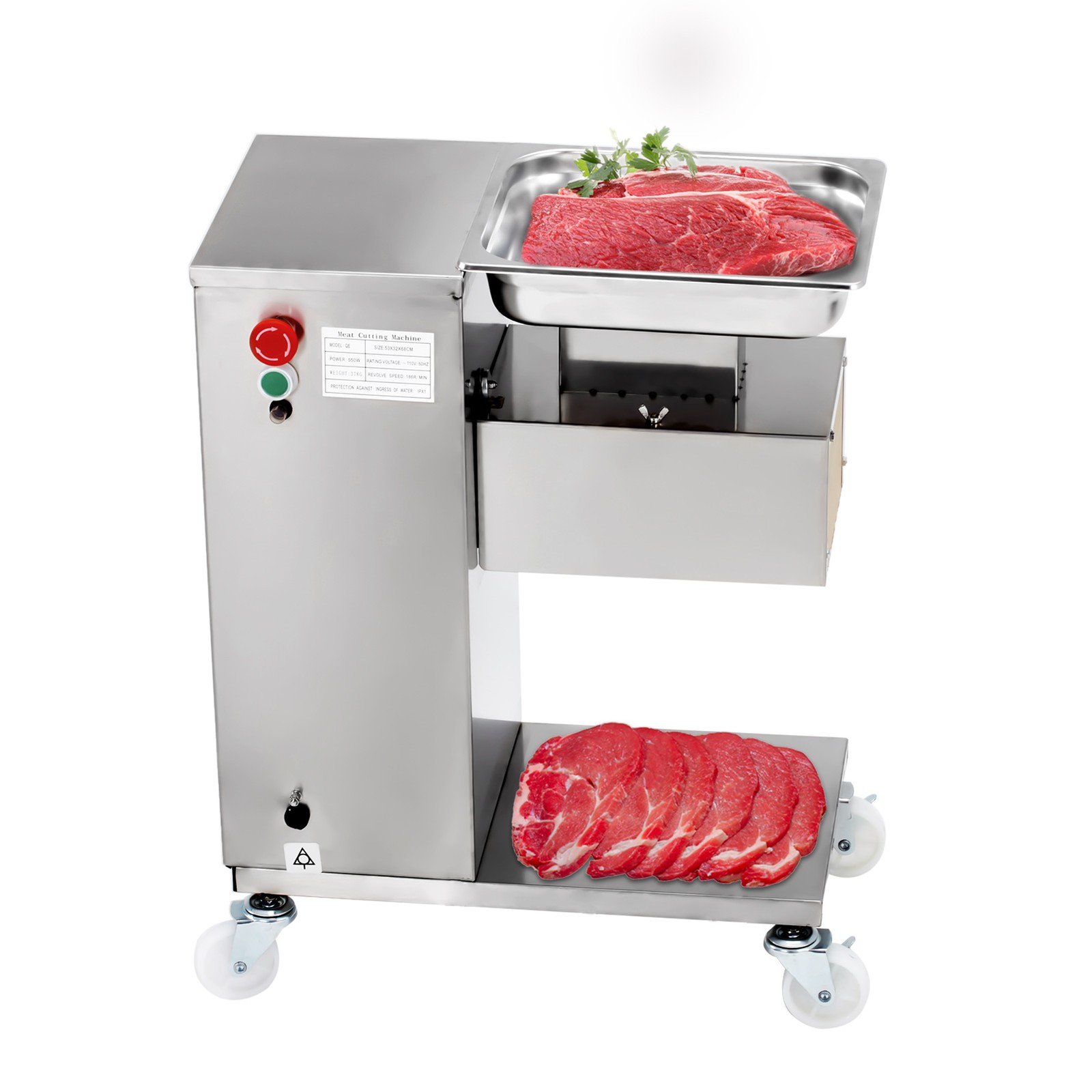 Meat Cutting Machine 500KG/H Meat Slicer 0.1-0.8 in One Blade Heavy Duty QE-500