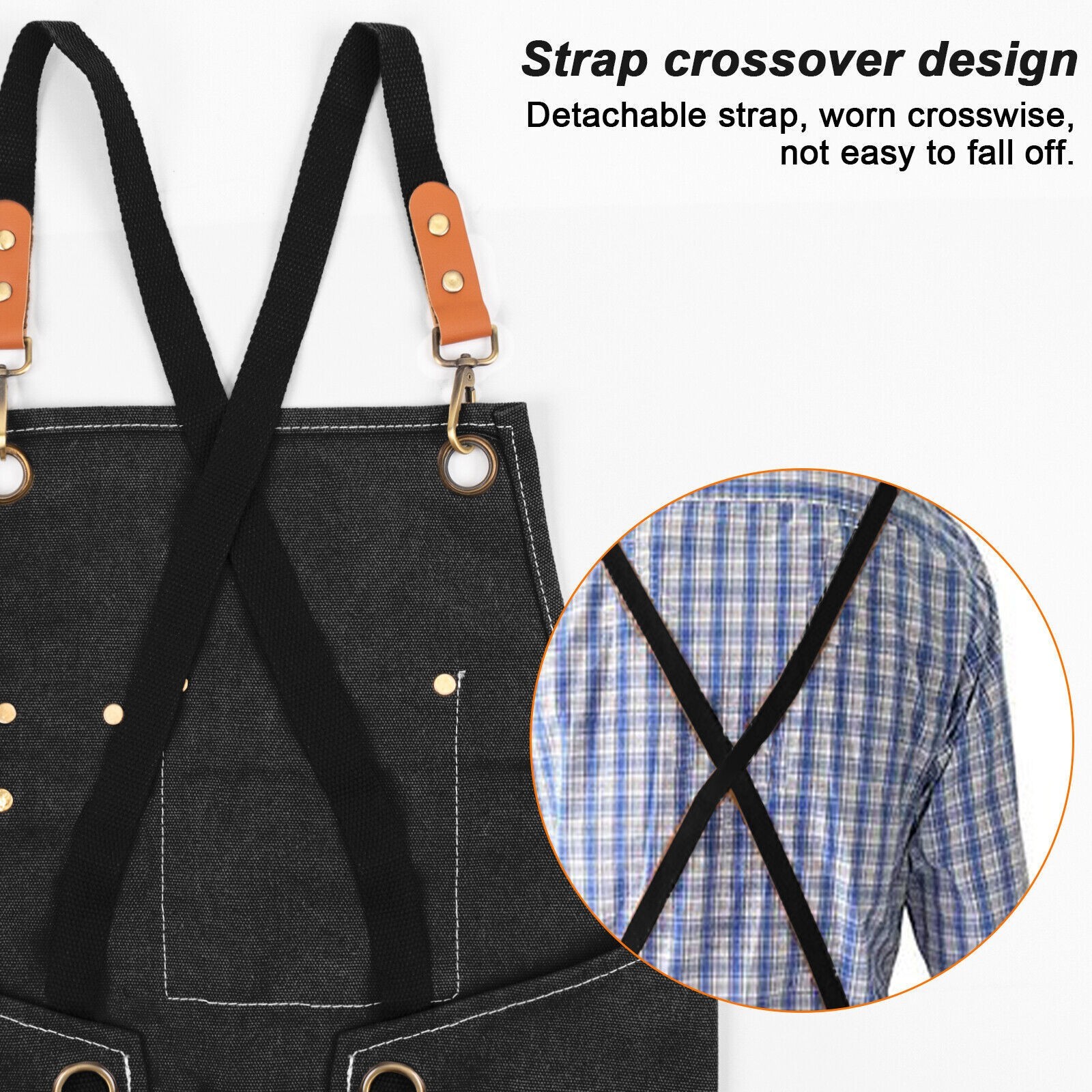 Heavy Duty Canvas Kitchen Chef Cooking Apron Cross-Back Adjustable Bib Work BBQ