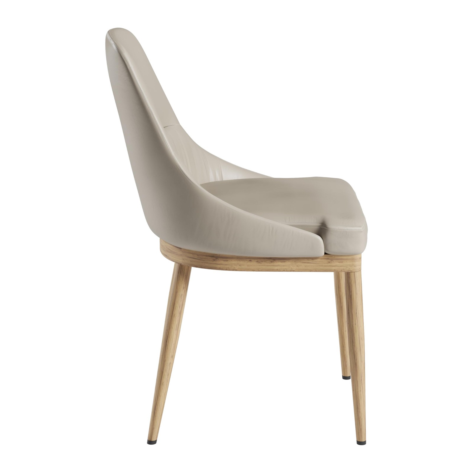 Techni Home Set of 2 Armless Dining Chairs, Taupe Faux & Natural