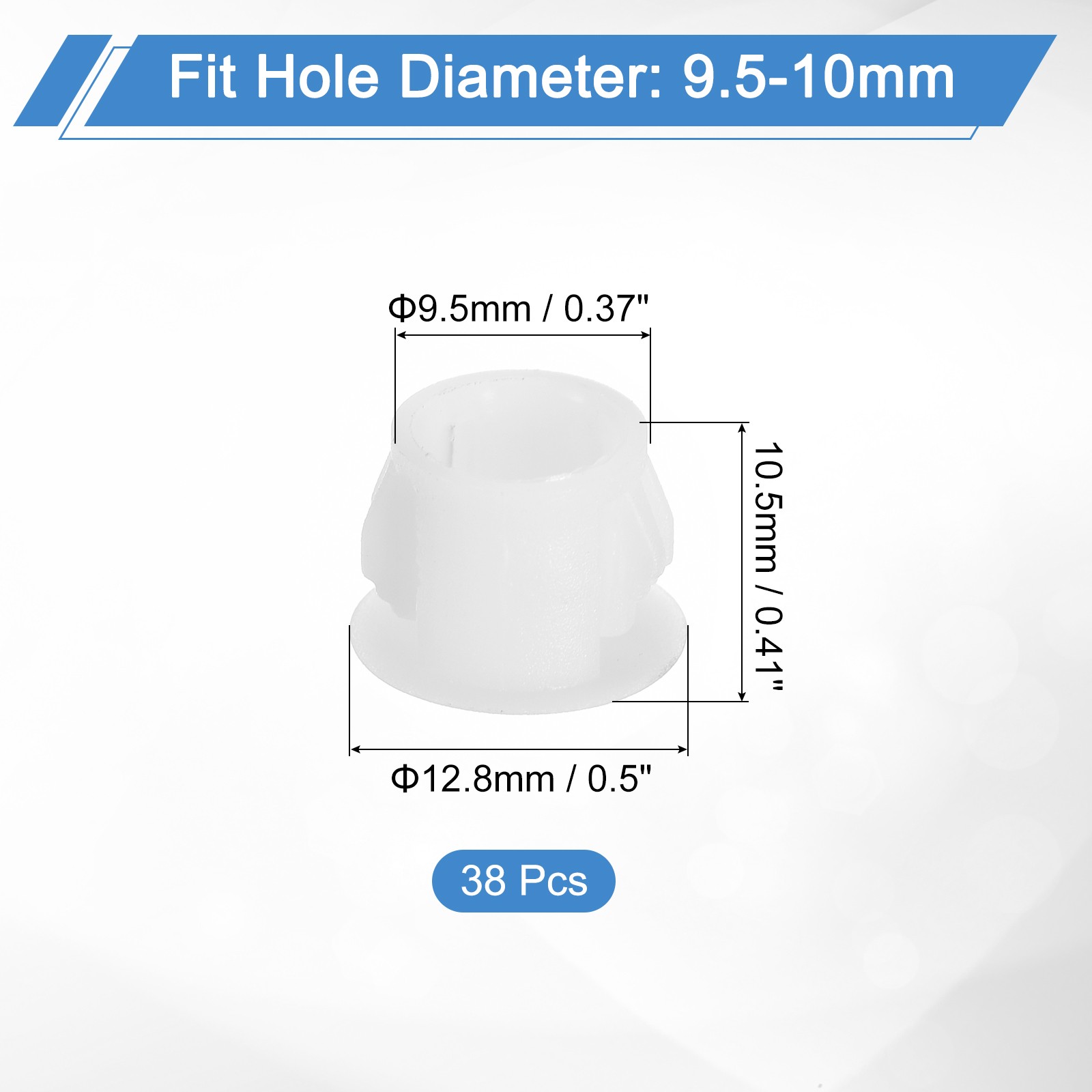 38Pcs 10mm(3/8″) Flush Type Panel Round Snap in Fastener White