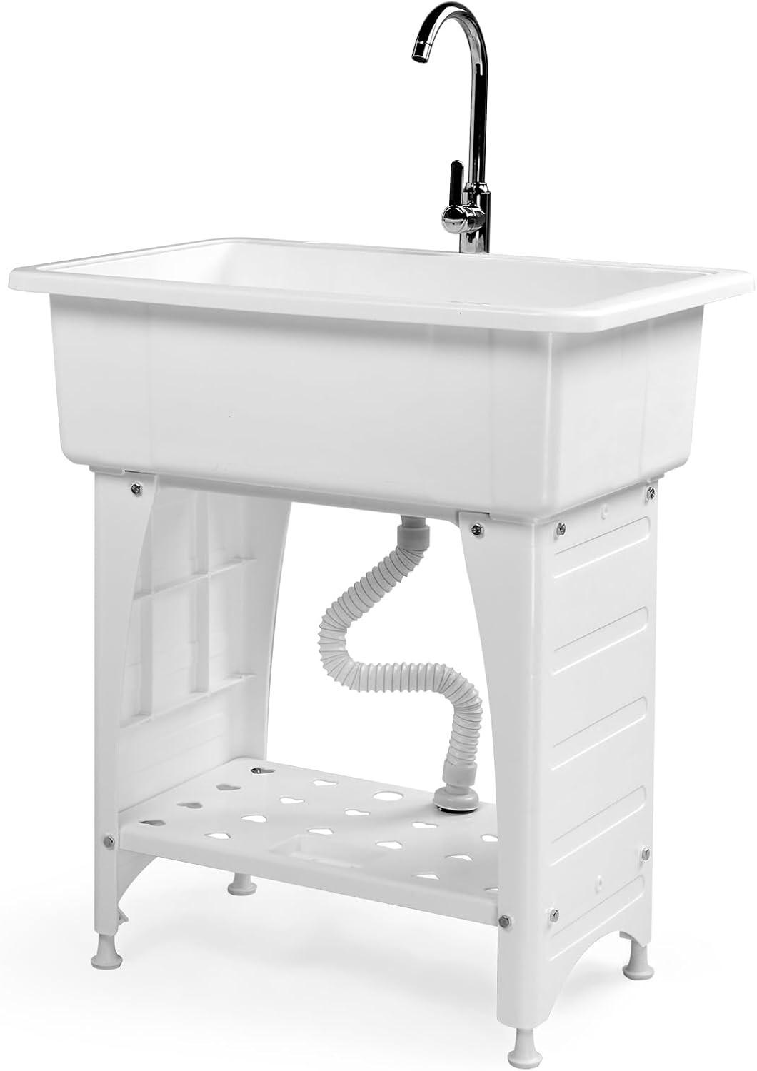 32.3″L x 22.4″W x 49.6″H In/Outdoor Utility Sink with Stainless Steel Faucet