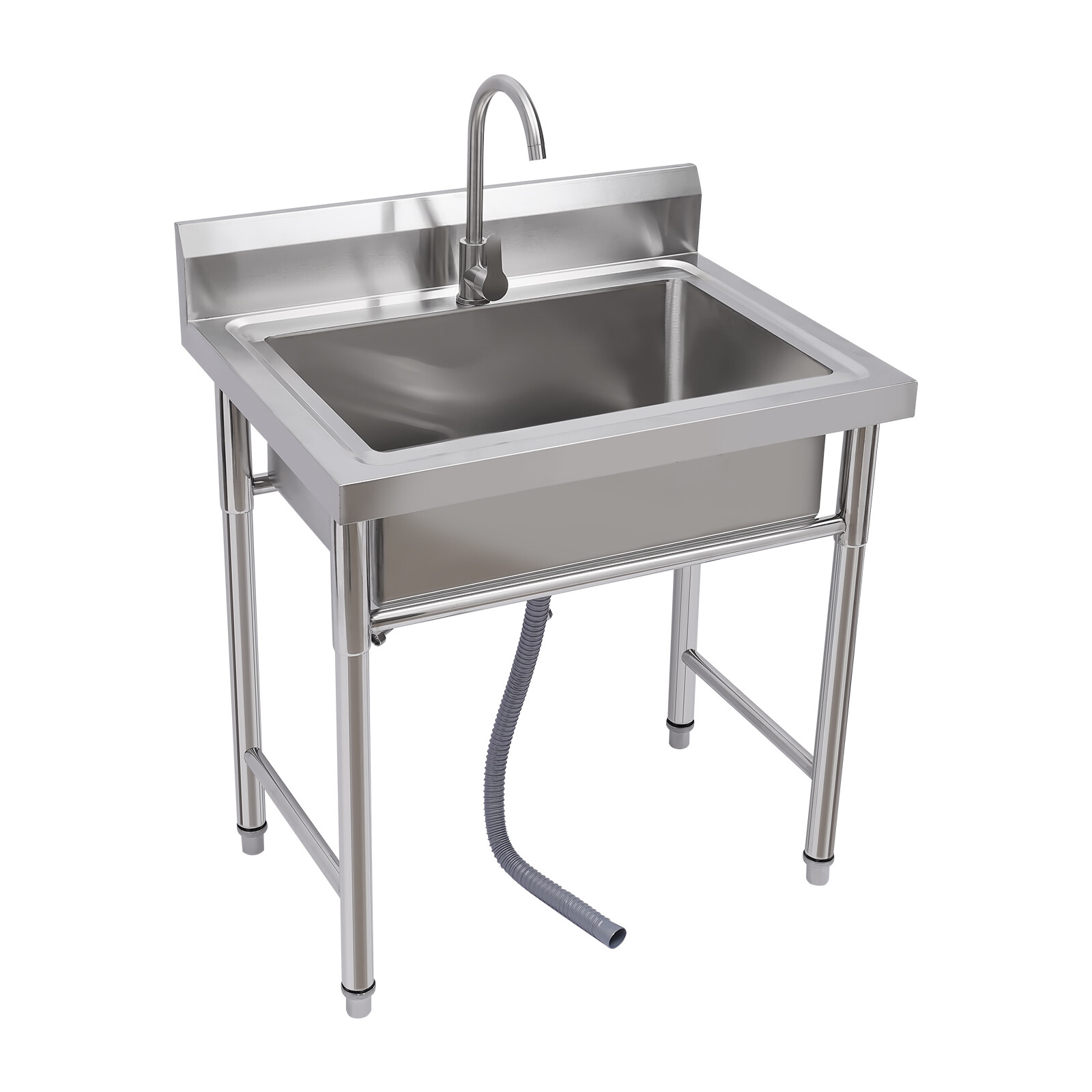 Kitchen Sink Stainless Steel Commercial 1 Compartment Utility Sink With Faucet