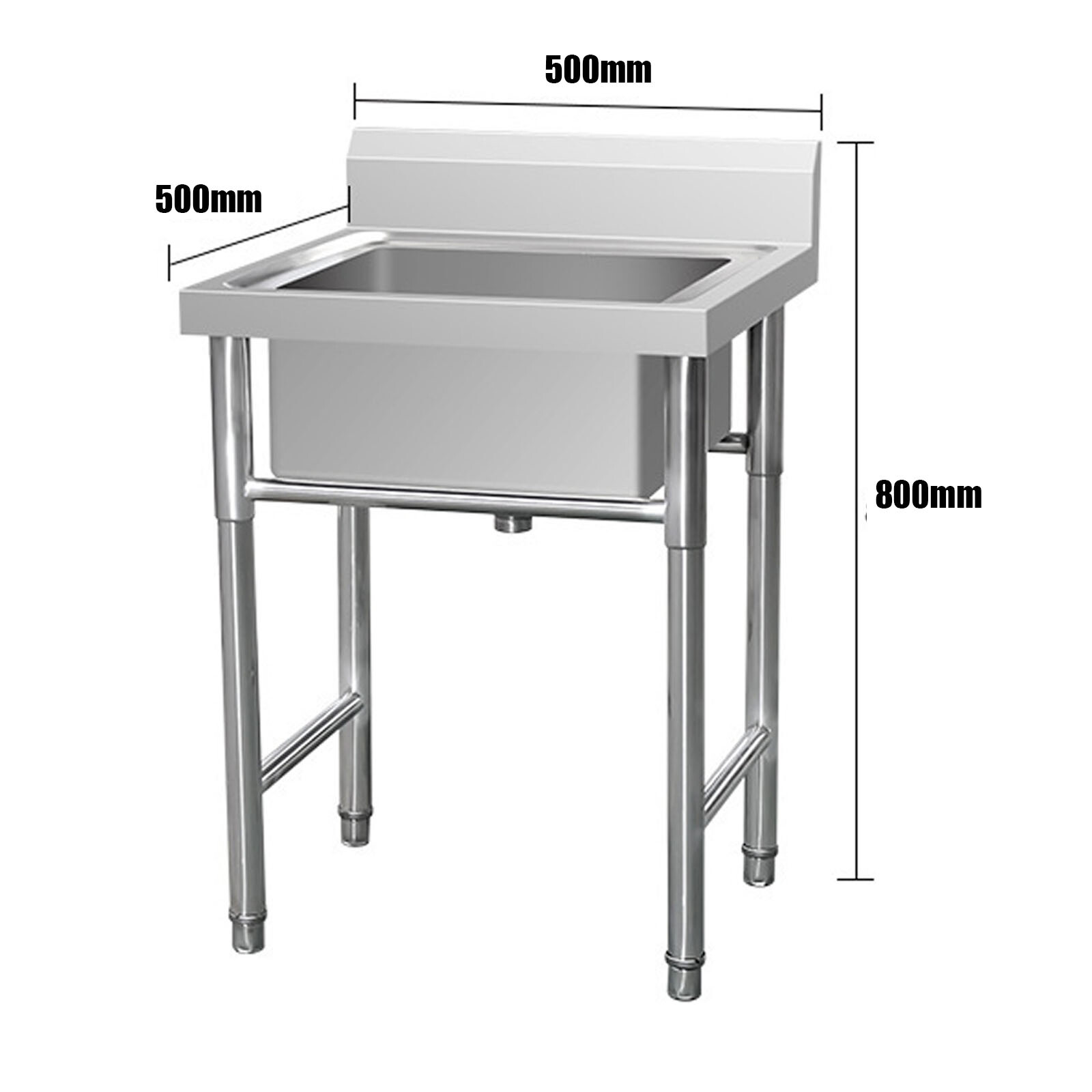 1/2 Compartment Commercial Sink Stainless Steel 304 Kitchen Utility Basin Sink