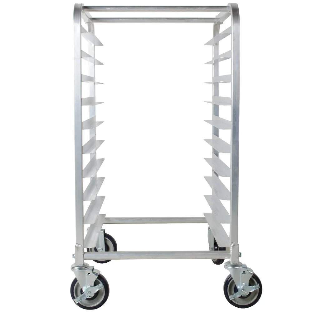 20″W x 26″L x 38″H Aluminun 10 Pan End Load Bun Pan Bakery Rack With Casters