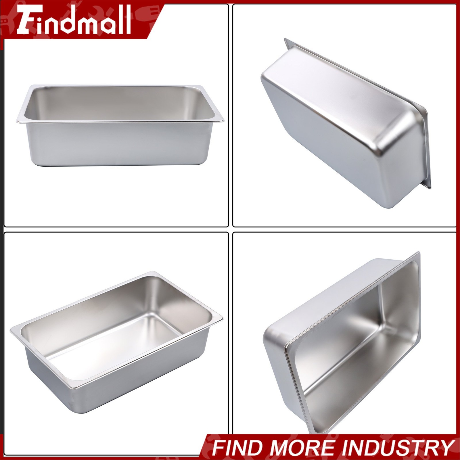 Findmall 2 PCS Full Size 6″ Deep Stainless Steel Steam Prep Table Hotel Food Pan
