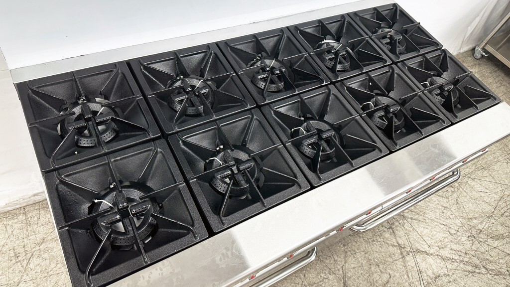 NEW 60″ Double Oven Range 10 Burner Grate Stove Top Commercial w/ Wheels NSF