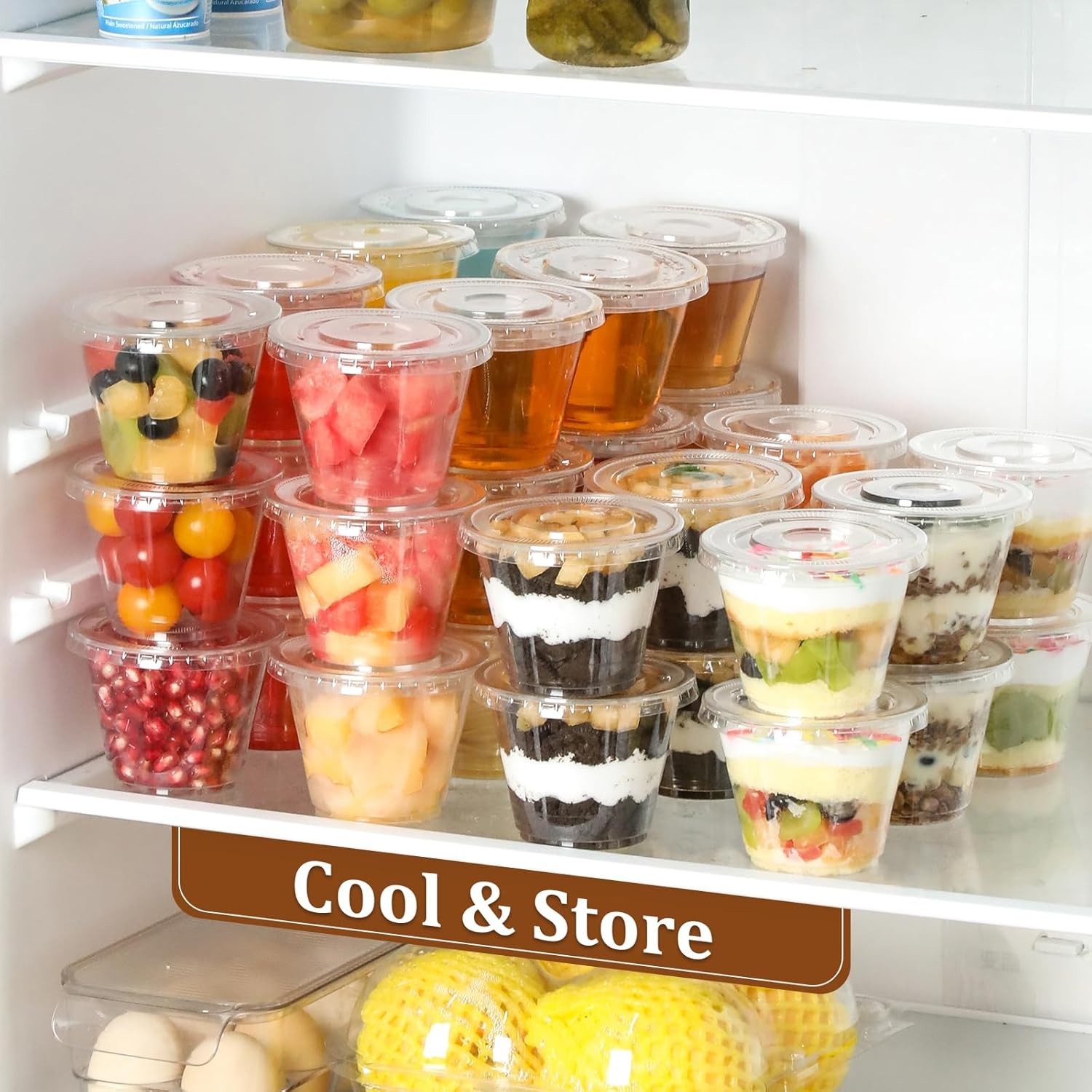 50 Sets, 9 oz Clear Plastic Cups With Flat Lids No Hole, Disposable Cups With…