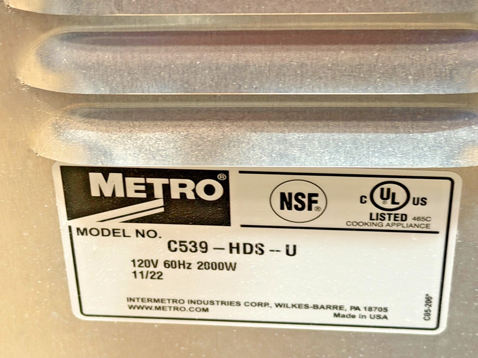 Metro C539-HDS-U C5 3 Series Heated Holding Cabinet with Solid Dutch Doors 11/22