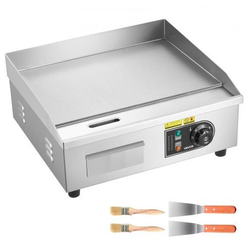 Commercial Electric Griddle, 17.72 x 11.81 inch, 1750W, 122-570°F Adjustable Te